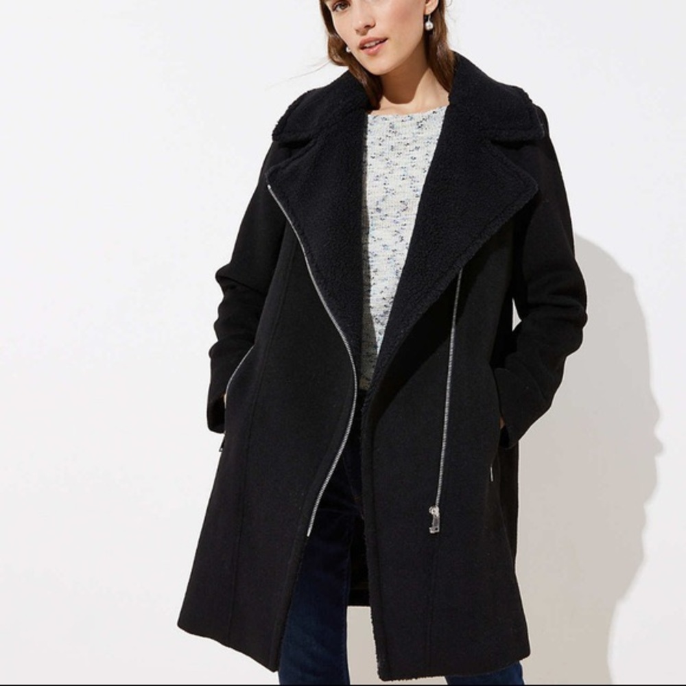 LOFT Faux Shearling Moto Jacket